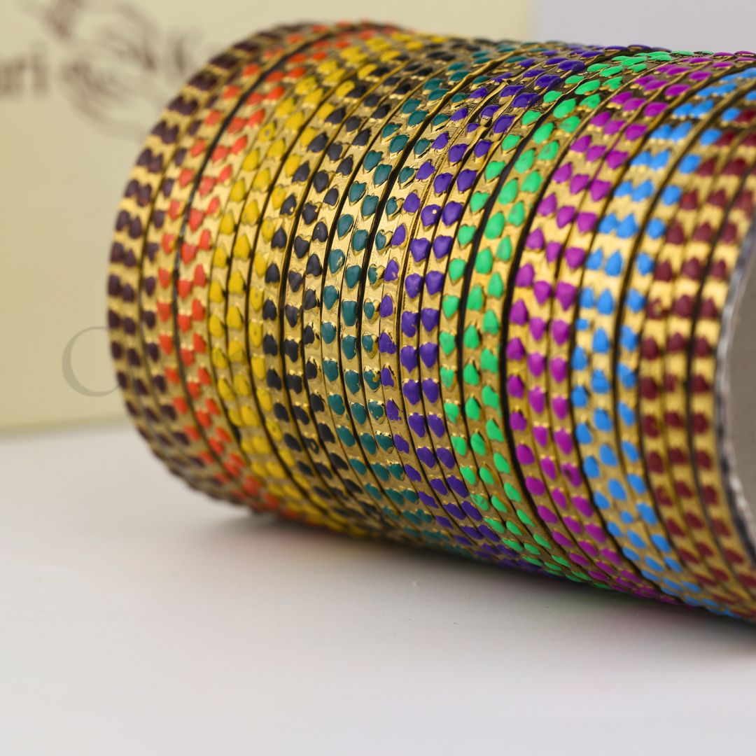 Multicolor Heart Glass Bangles Set (30 Bangles)