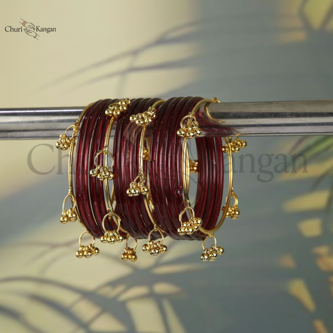 Maroon glossy jelly kangan bangles rich festive design