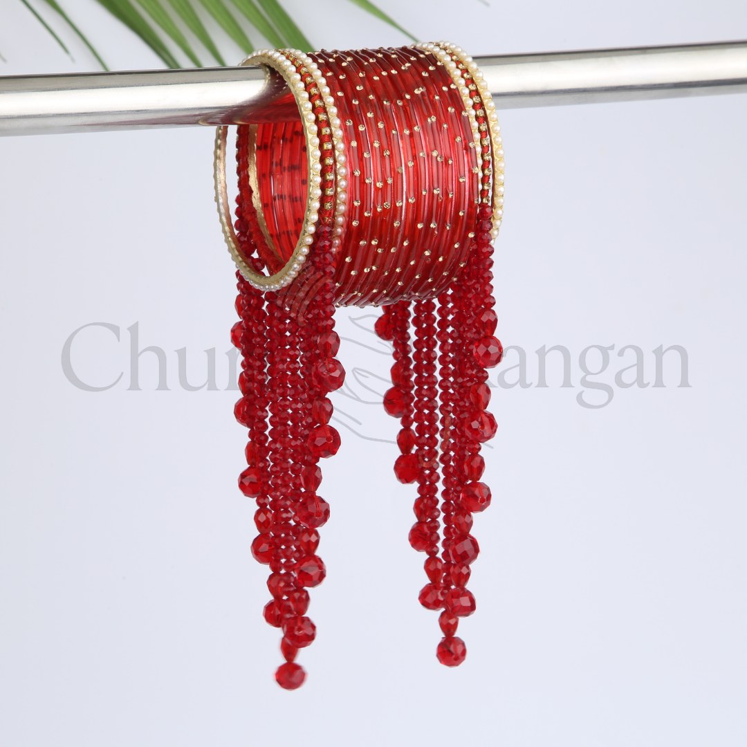 Red Crystal Latkan Glass Bangles – Bridal & Mehndi Collection
