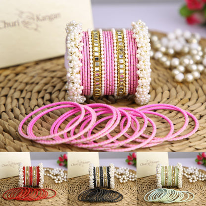 Doted Metal Gajra Kundan Set