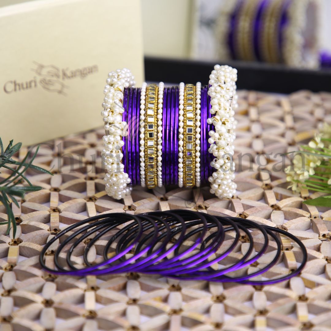 Plain Metal Gajra Kundan Set – Royal Purple