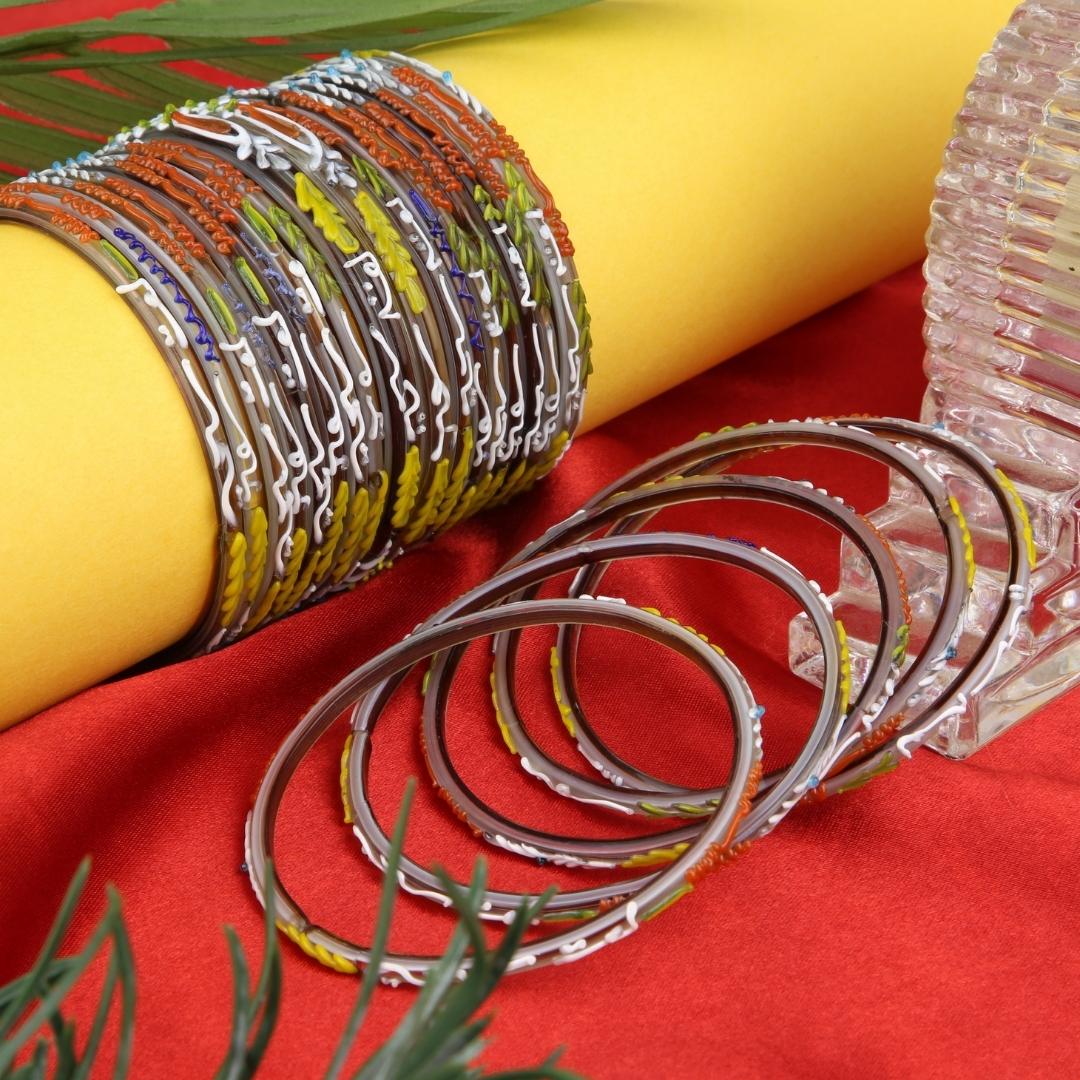 Brown Customized Name Glass Bangles – Handmade Hyderabadi Churi with Personalized Name by ChuriKangan.pk