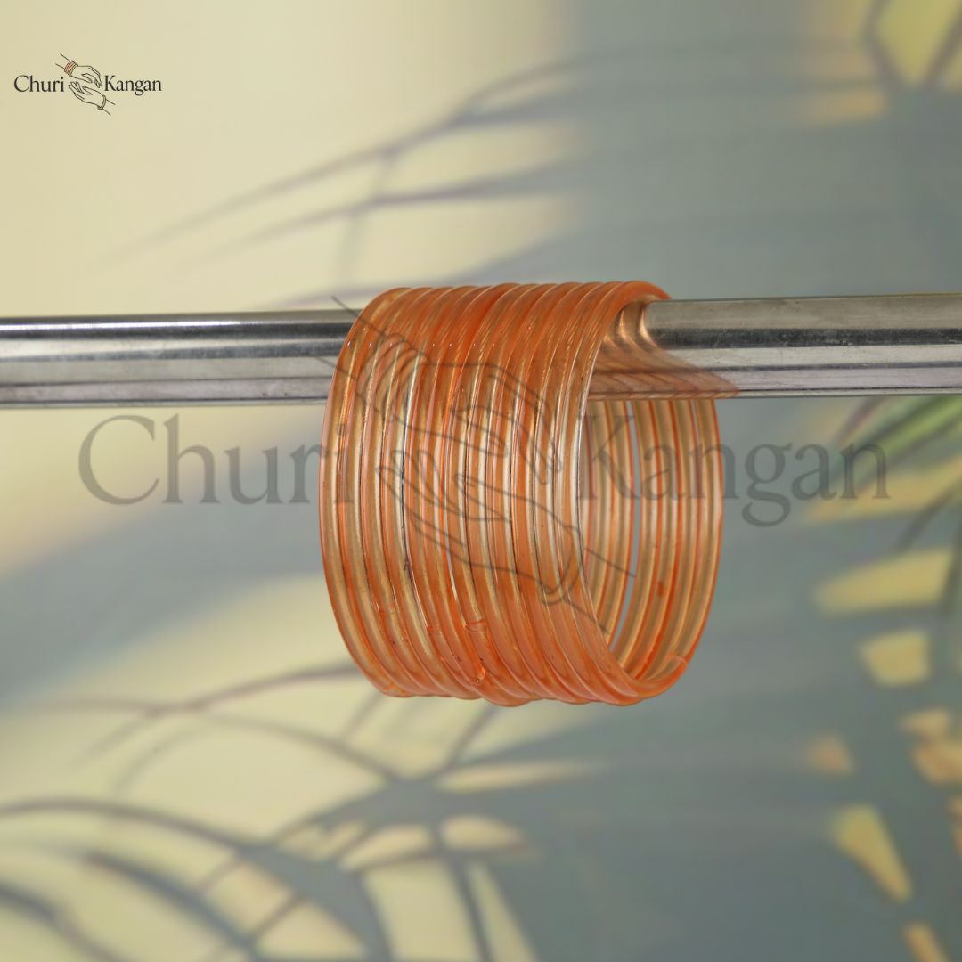 Amber orange glossy jelly glass bangles bright festive color