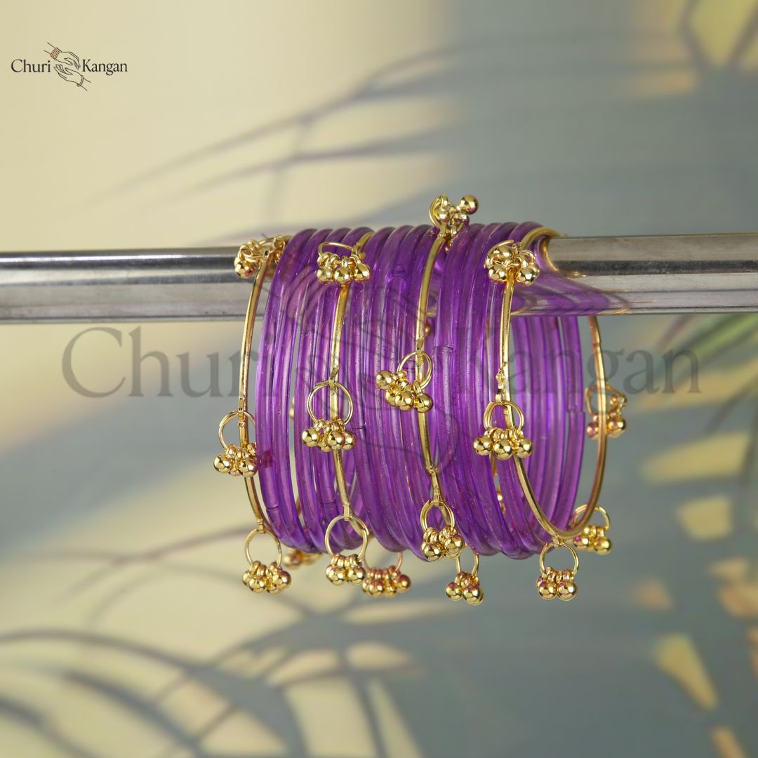 Magenta purple glossy jelly kangan bangles festive set