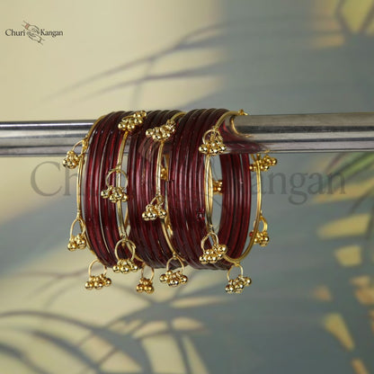 Maroon glossy jelly kangan bangles rich festive design