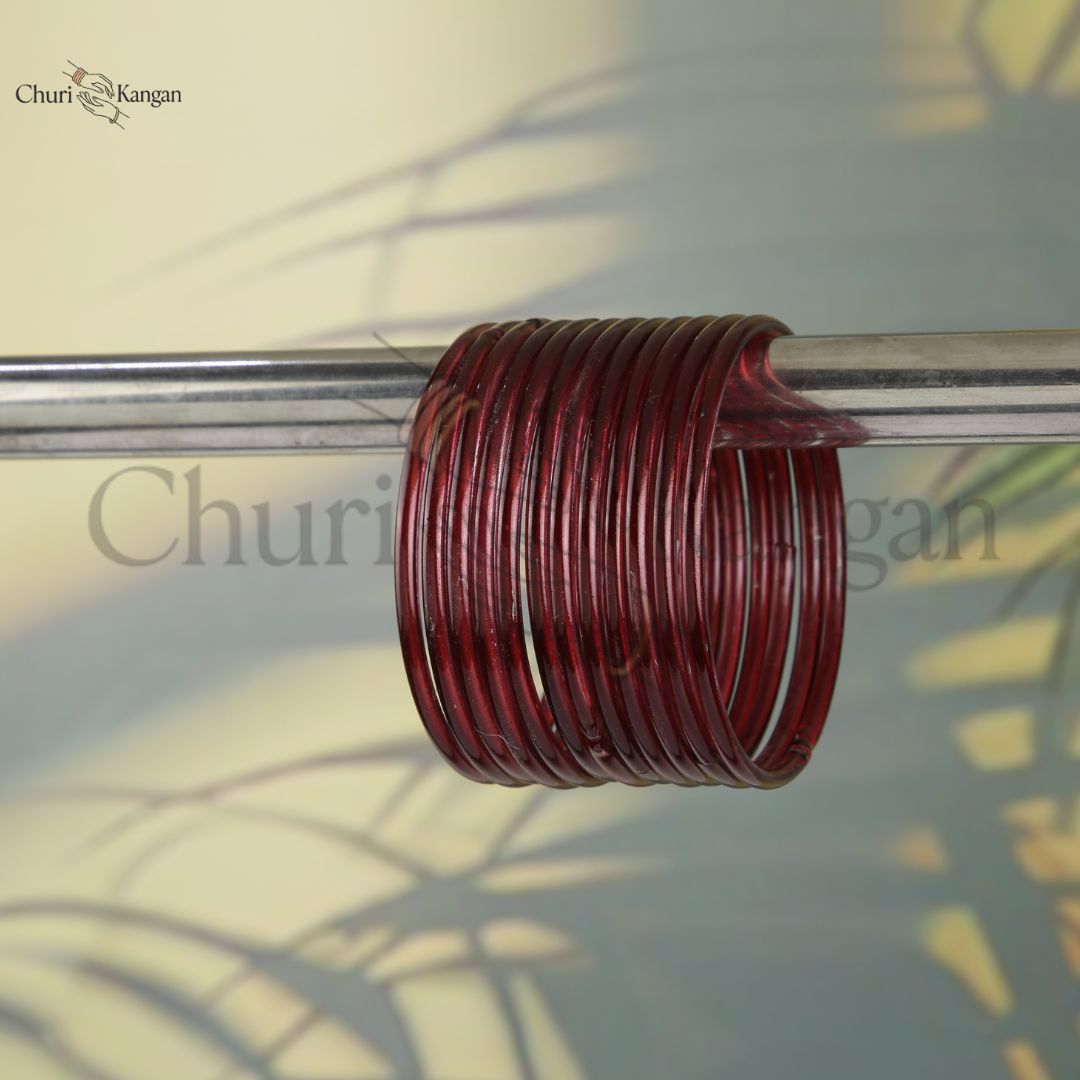 Maroon glossy jelly glass bangles plain wedding wear