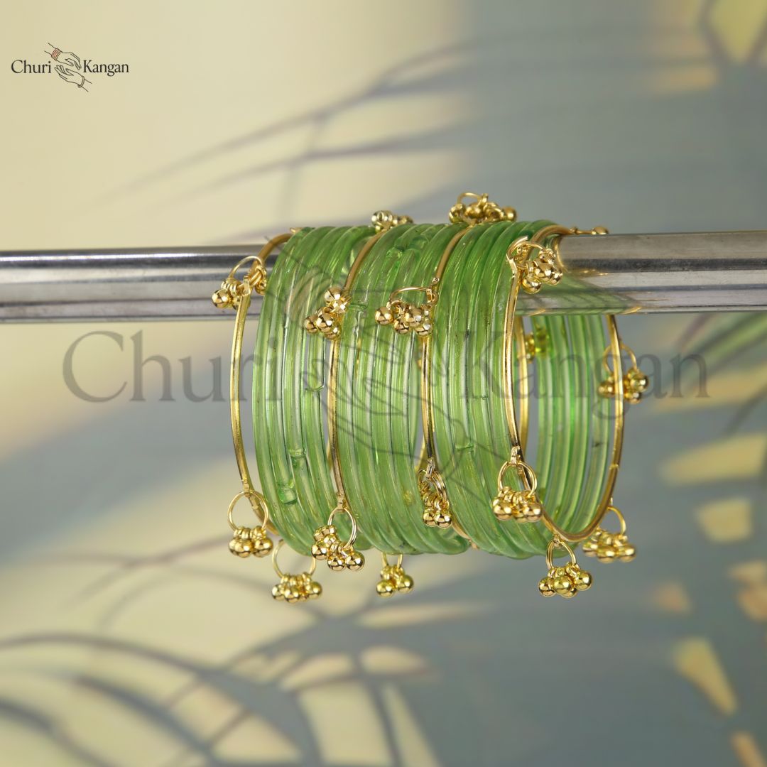 Mint green glossy jelly kangan bangles fresh pastel tone