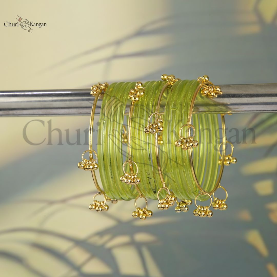 Neon green glossy jelly kangan bangles bold trendy look