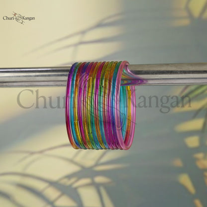 Rainbow glossy jelly glass bangles colorful stacked set
