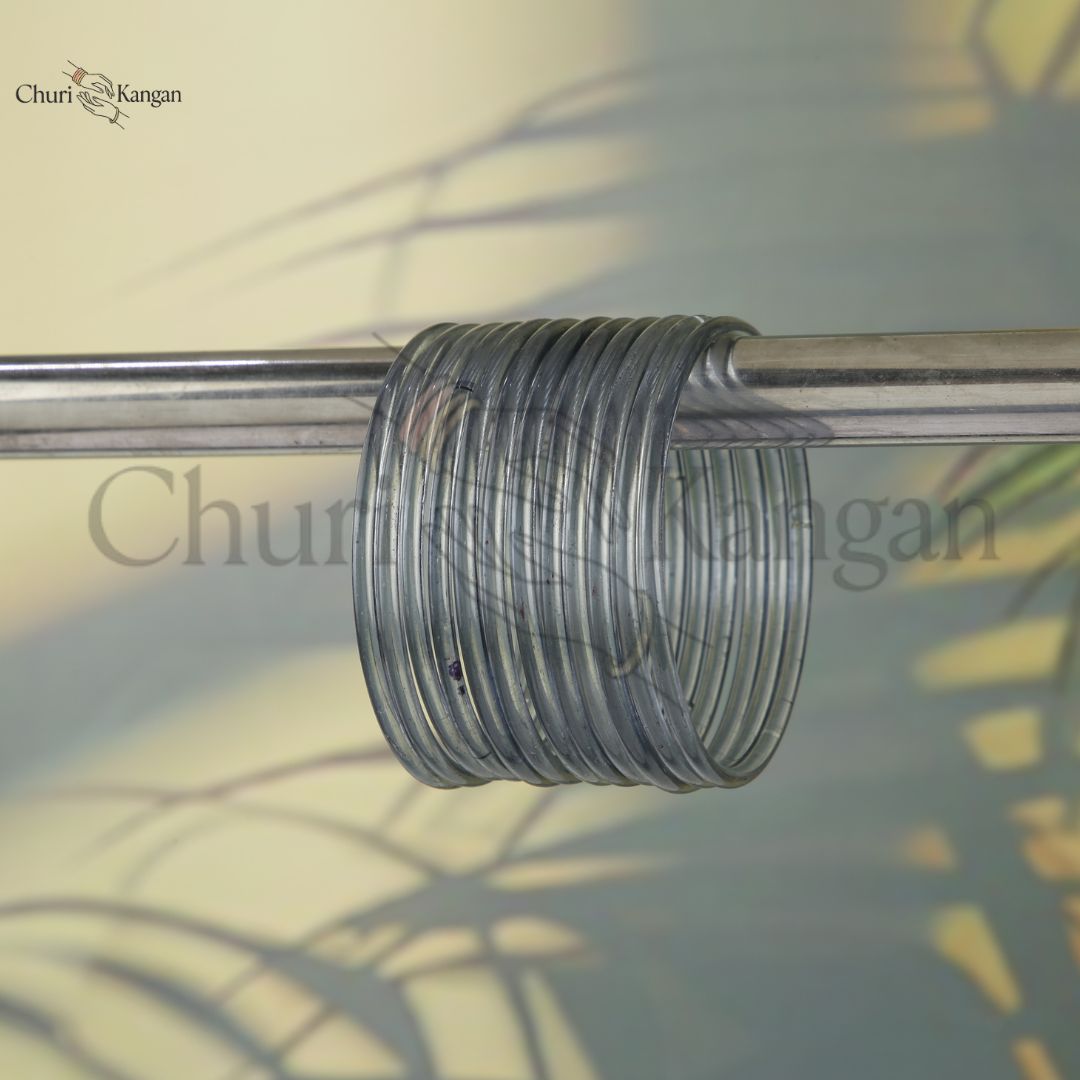 Silver grey glossy jelly glass bangles plain neutral tone