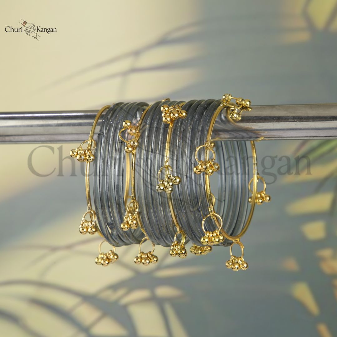 Smoky grey glossy jelly kangan bangles modern elegant style
