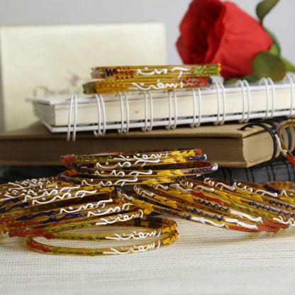 Golden Customized Name Glass Bangles – Elegant Handmade Hyderabadi Churi with Personalized Name by ChuriKangan.pk