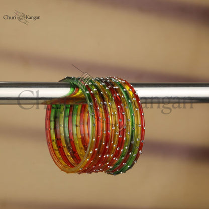 Imported Indian Nag Glass Bangles Multicolor 12-pcs