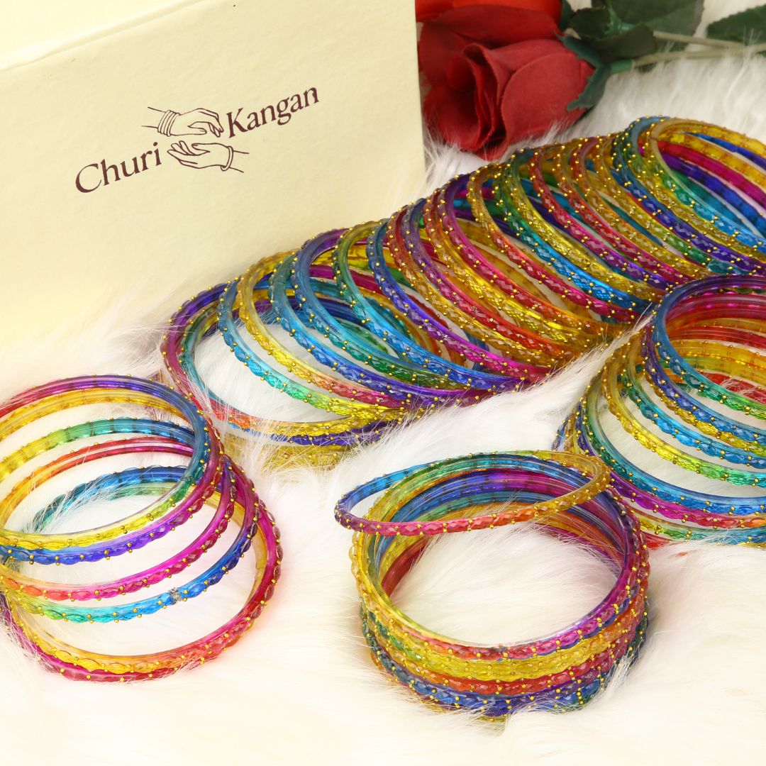 Imported Raindrop Glass Bangles – (12 Bangles)