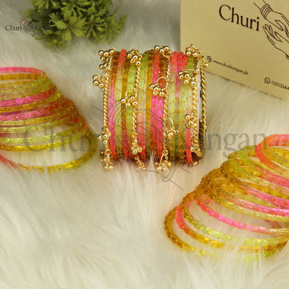 Imported Raindrop Glass Bangles -(12 Bangles)