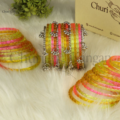 Imported Raindrop Glass Bangles -(12 Bangles)