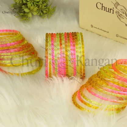 Imported Raindrop Glass Bangles -(12 Bangles)