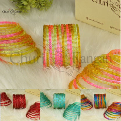 Imported Raindrop Glass Bangles -(12 Bangles)
