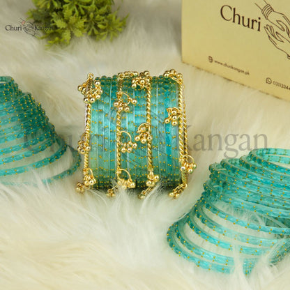 Imported Raindrop Glass Bangles -(12 Bangles)