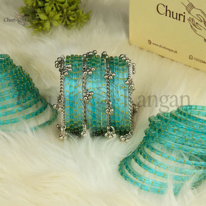 Imported Raindrop Glass Bangles -(12 Bangles)