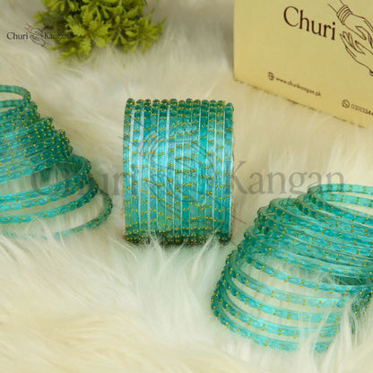Imported Raindrop Glass Bangles -(12 Bangles)