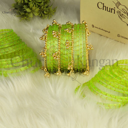 Imported Raindrop Glass Bangles -(12 Bangles)