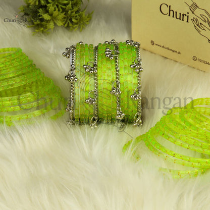 Imported Raindrop Glass Bangles -(12 Bangles)
