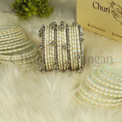 Imported Raindrop Glass Bangles -(12 Bangles)