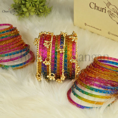 Imported Raindrop Glass Bangles -(12 Bangles)