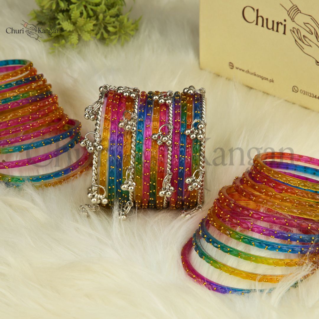 Imported Raindrop Glass Bangles -(12 Bangles)