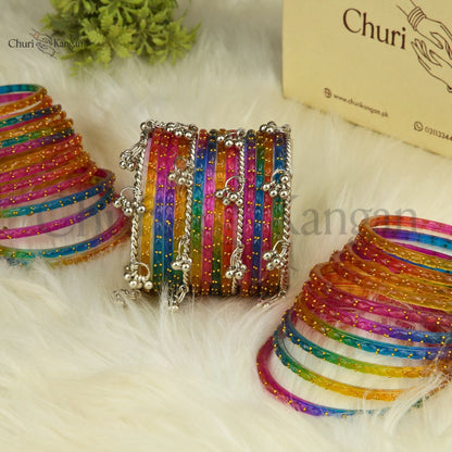 Imported Raindrop Glass Bangles -(12 Bangles)