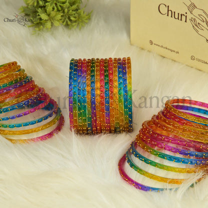 Imported Raindrop Glass Bangles -(12 Bangles)