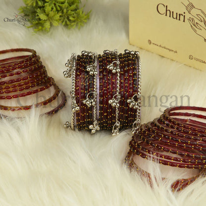 Imported Raindrop Glass Bangles -(12 Bangles)
