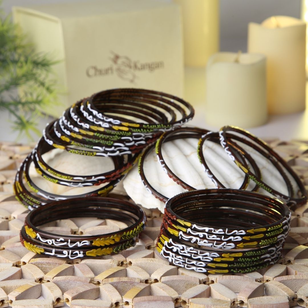 Jamni (Purple) Customized Name Glass Bangles – Handcrafted Hyderabadi Churi by ChuriKangan.pk