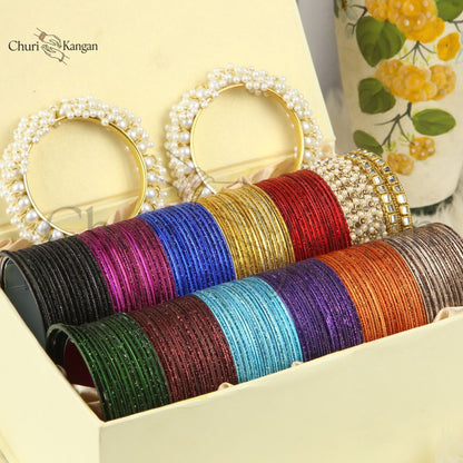 Moonlight Sparkle Metal Bangles Gift Box – Vibrant Shades