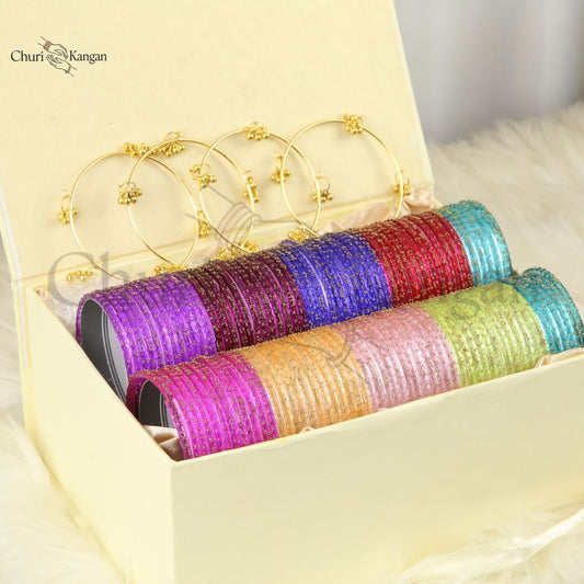 Colorful Jugnu Glass Bangles Gift Box