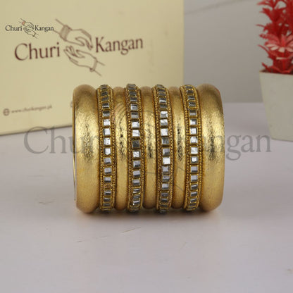 Matte Finish Kundan Bangles Set (9-Pcs Set)