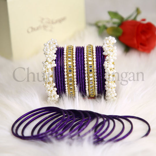 Moonlight Gajra Kundan Set – Royal Purple
