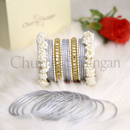 Moonlight Metal Gajra Kundan Set