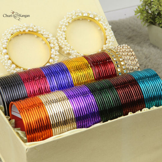 Plain Metal Bangles Gift Box – Vibrant Shades