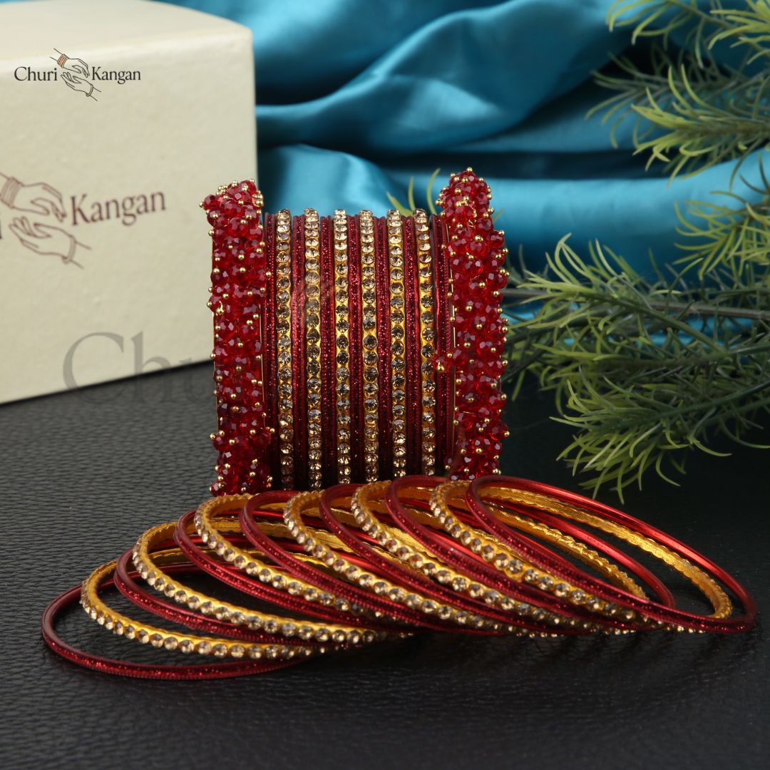 Royal Gajra Bangles Set – Premium Metal Bangles