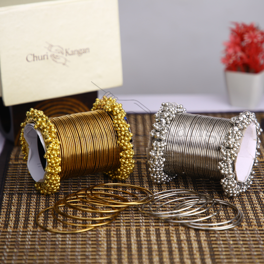 Steel Gajra Set – Golden & Silver
