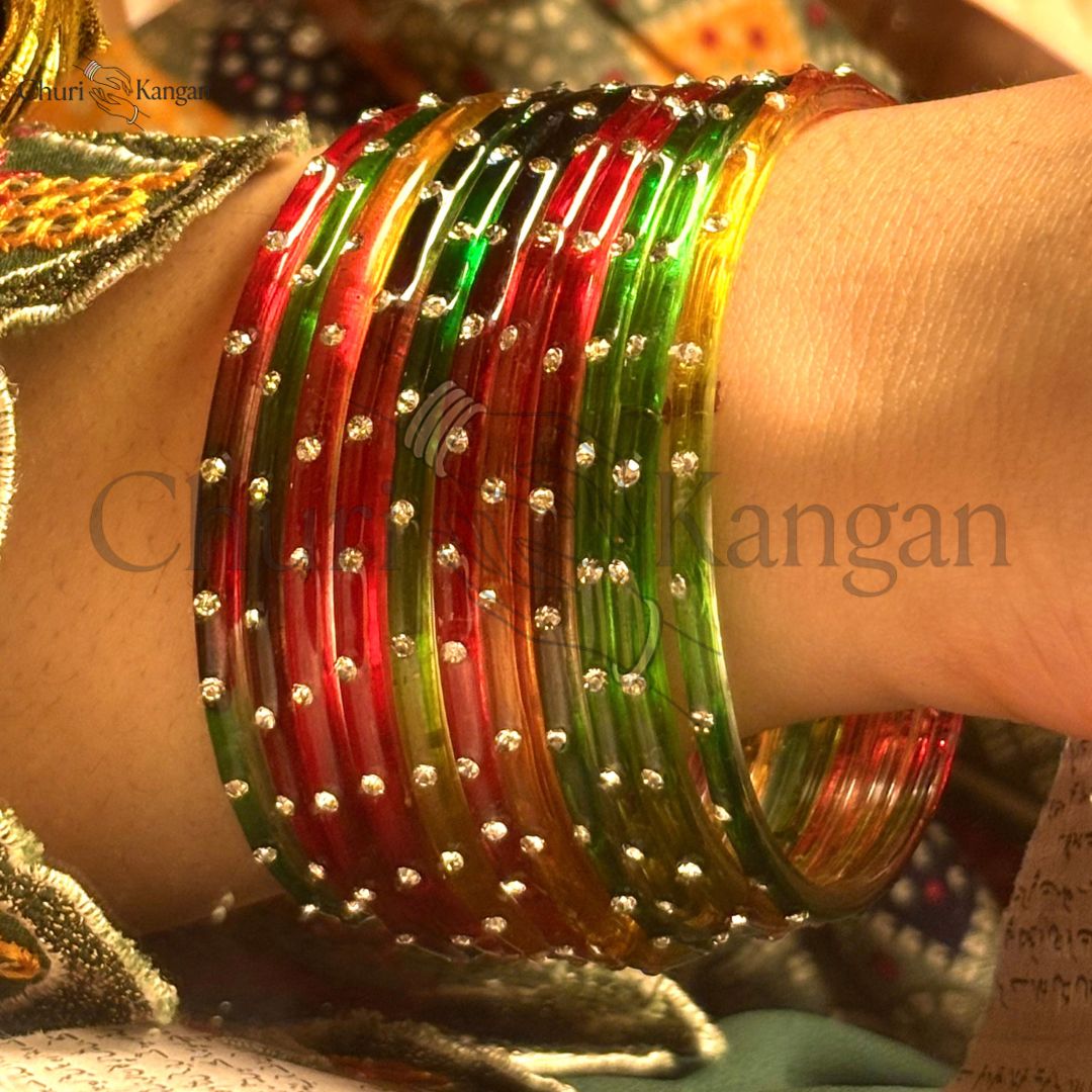 Imported Indian Nag Glass Bangles Multicolor 12-pcs