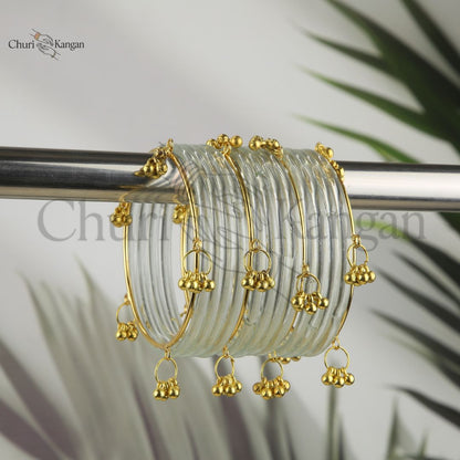 Transparent Glossy Jelly Bangles Set - (12-pcs)