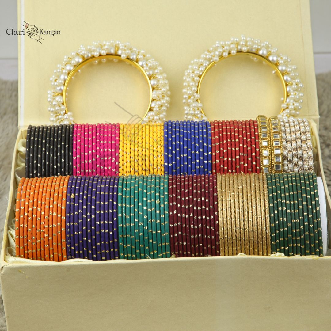 Dotted Metal Bangles Gift Box – Vibrant Shades