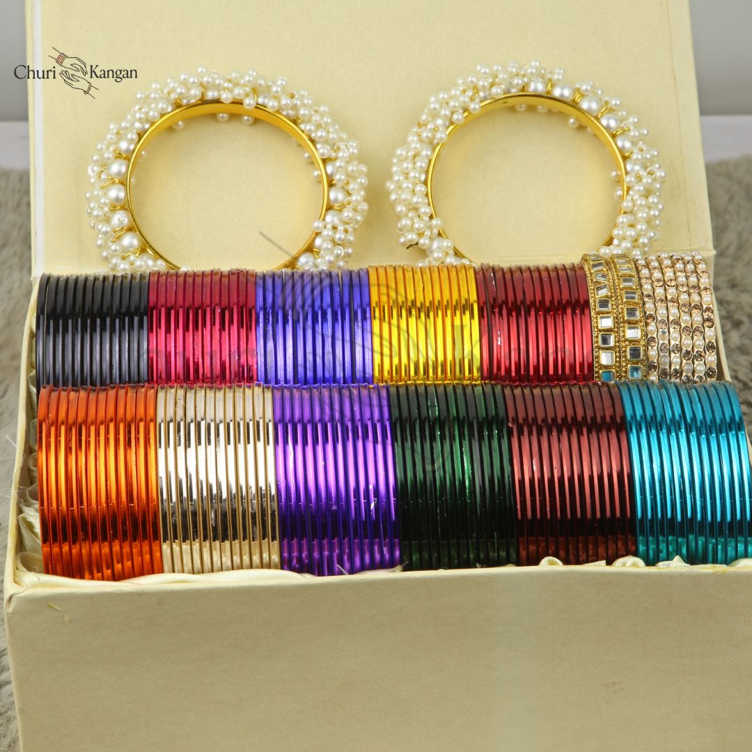 Plain Metal Bangles Gift Box – Vibrant Shades